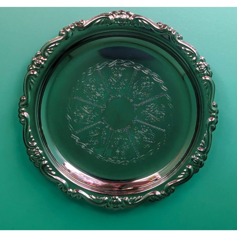 Vintage Italian Silver-Plated 4" Coaster/Trinket Dish Made In Italy